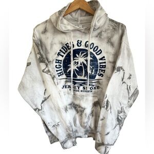 Vintage Beach Hoodie Grey and White